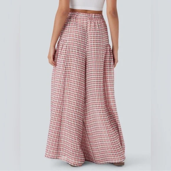 Halara Pink Checkered Wide-Leg Pants Size Medium NWT - Picture 4 of 7
